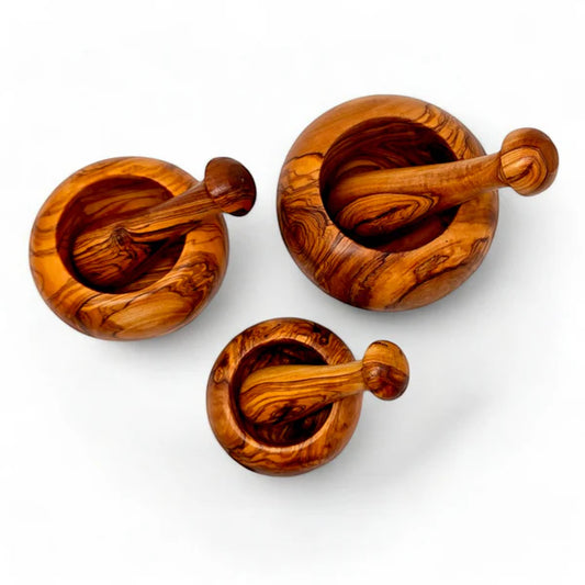 Pestle & Mortar Made From Solid Olive Wood