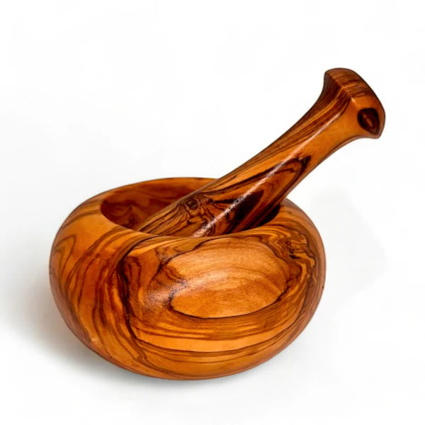 Pestle & Mortar Made From Solid Olive Wood