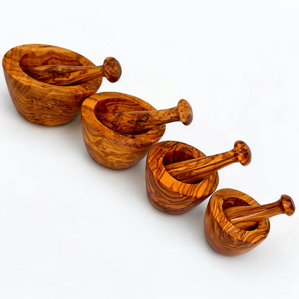 Pestle & Mortar Made From Solid Olive Wood