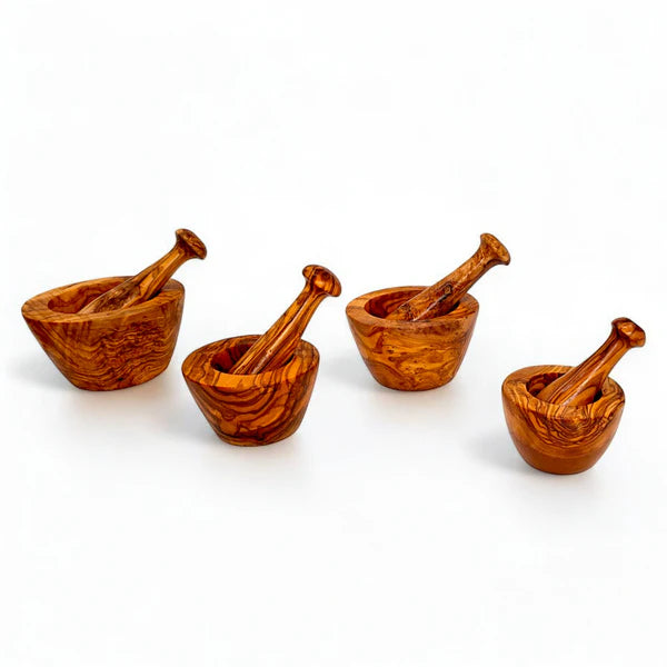 Pestle & Mortar Made From Solid Olive Wood