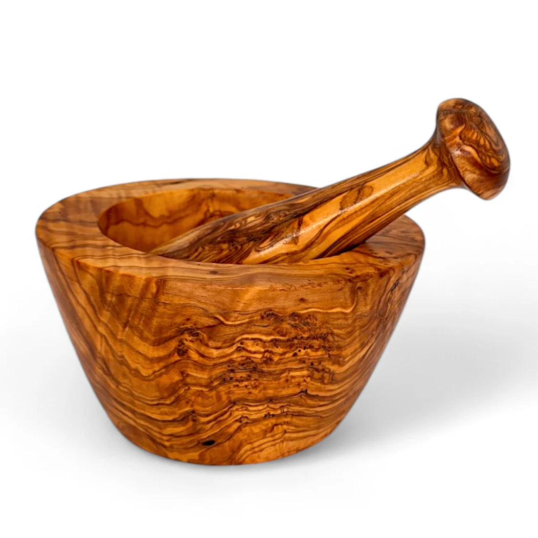 Pestle & Mortar Made From Solid Olive Wood