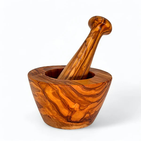 Pestle & Mortar Made From Solid Olive Wood