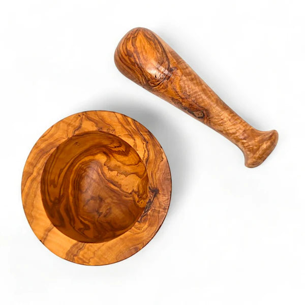 Pestle & Mortar Made From Solid Olive Wood