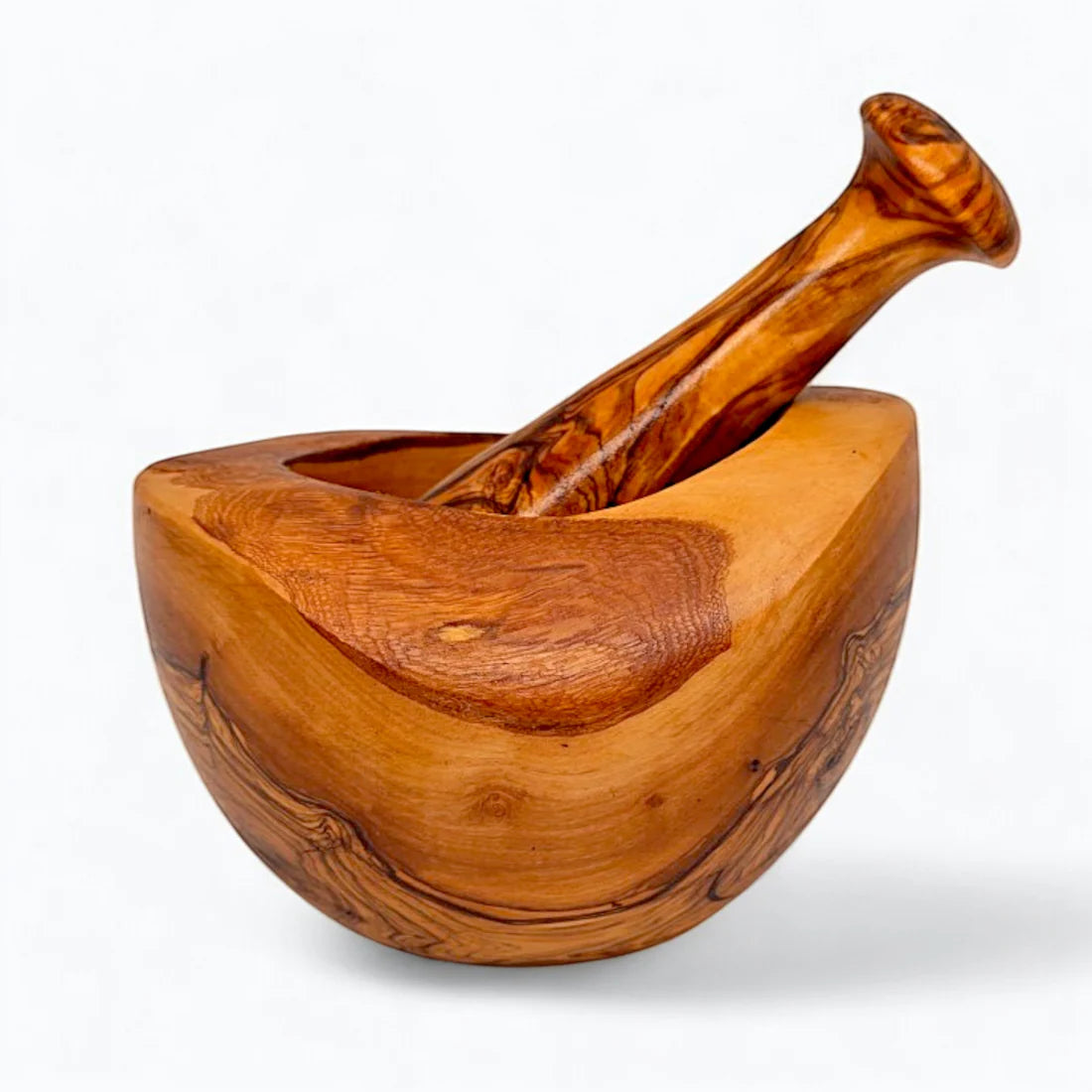 Pestle & Mortar Made From Solid Olive Wood