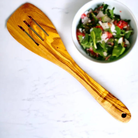 olive wood slotted spatula