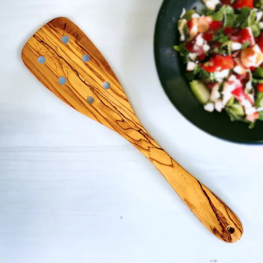 Olive Wood Perforated Spatula!