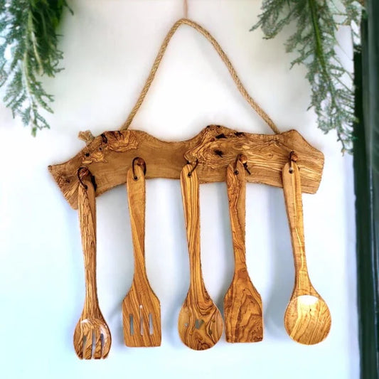 Olive Wood Utensils Set for kitchen