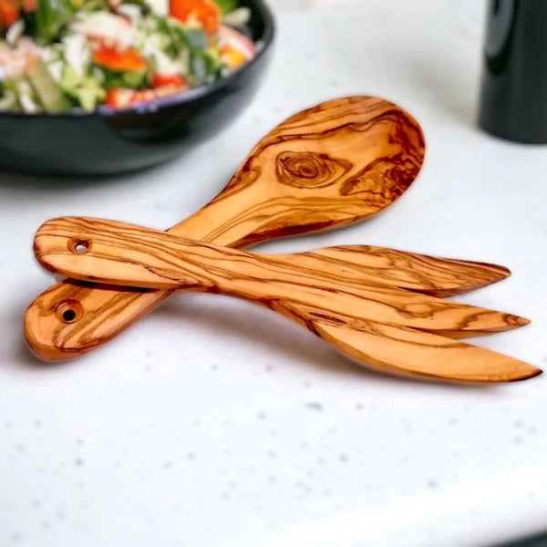 Wooden Set of cutlery spoon and fork