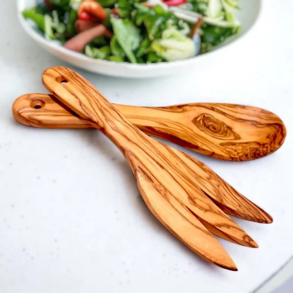 Wooden Set of cutlery spoon and fork