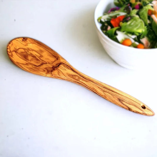 olive wood spoon with stirring handle